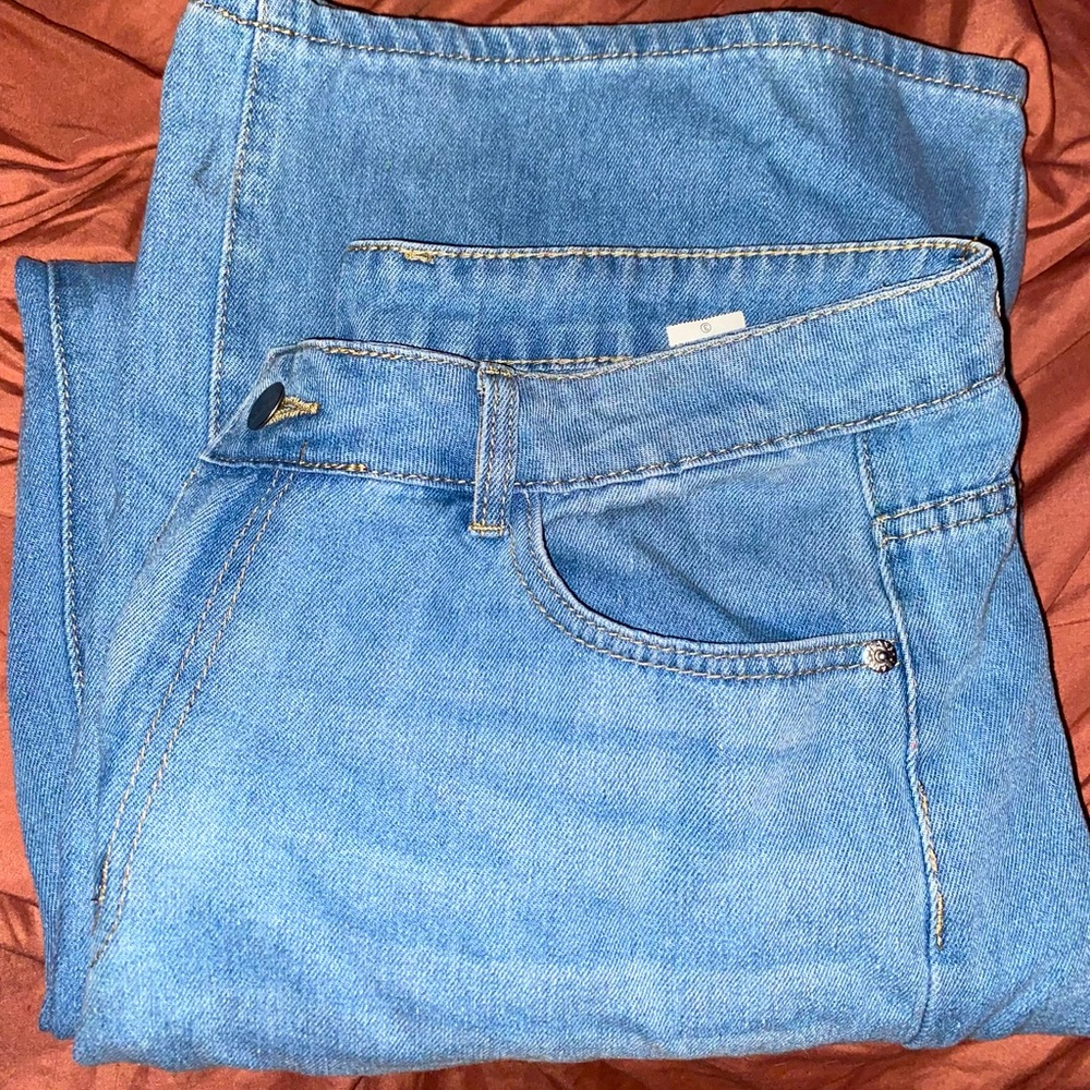 High Waisted Denim Ripped Flared Pants💙